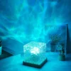 Dynamic Ocean 16 Colours Flame Crystal Lamp, Cube Night Light with Remote Control for Living Room Bedroom