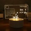Acrylic Night Lamp with Writable Calendar Board and Erasable Pen