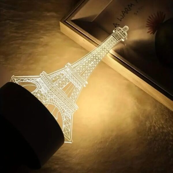 3D Eiffel Towel Lamp, Creative Table Bedside Lamp, Decorative Acrylic LED Night Light, 3D Tower Night Light, Optical Illusion Lamp For Bedroom, Nursery, Living Room, Ambient Light For Home